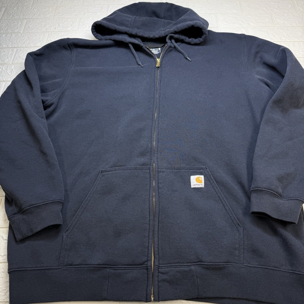 Carhartt Mens Hoodie Navy 2XL Tall Loose Fit Zip Up Activewear Jacket